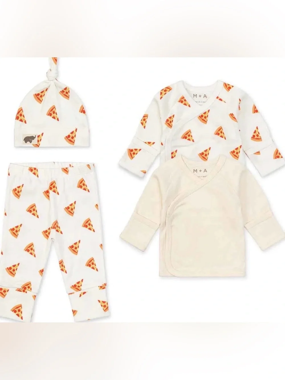 Monica + Andy Gender Neutral Newborn 4 Pc Pizza Themed Welcome Home Gift Set NWT